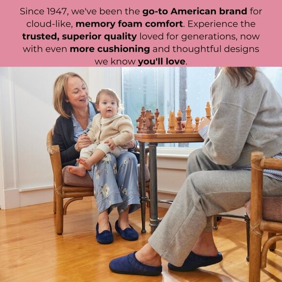 Women's Memory Foam Slippers Microfiber Velour Clog Wide Fit Indoor Outdoor Blac - Picture 4 of 7